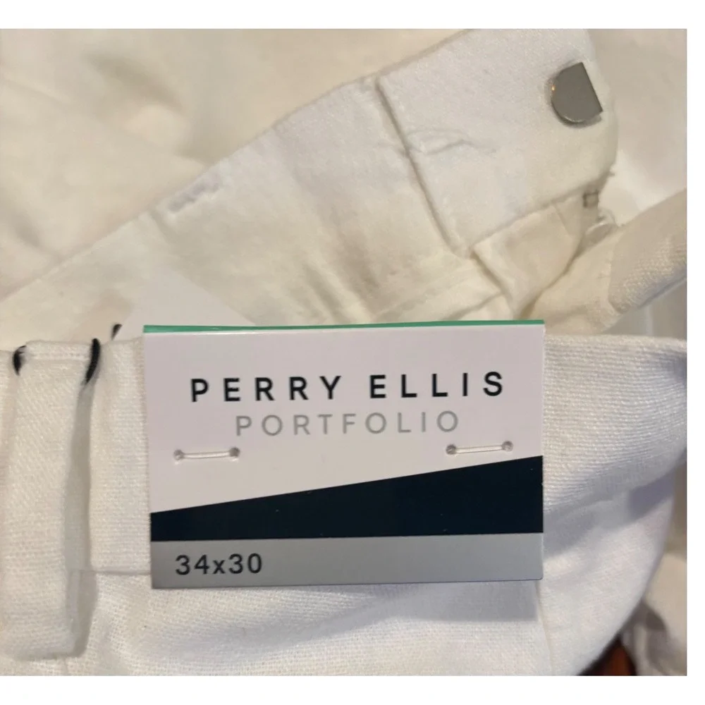 Perry Ellis Portfolio Mens Slim Fit Dress Pants Bright White 34x30 5KM89023